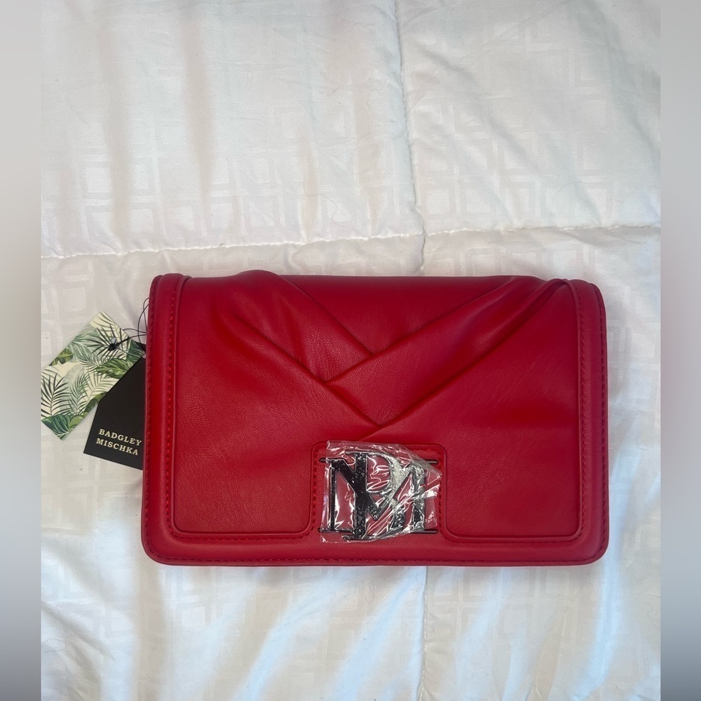 Badgley Mischka Red Pleated Crossbody/Clutch